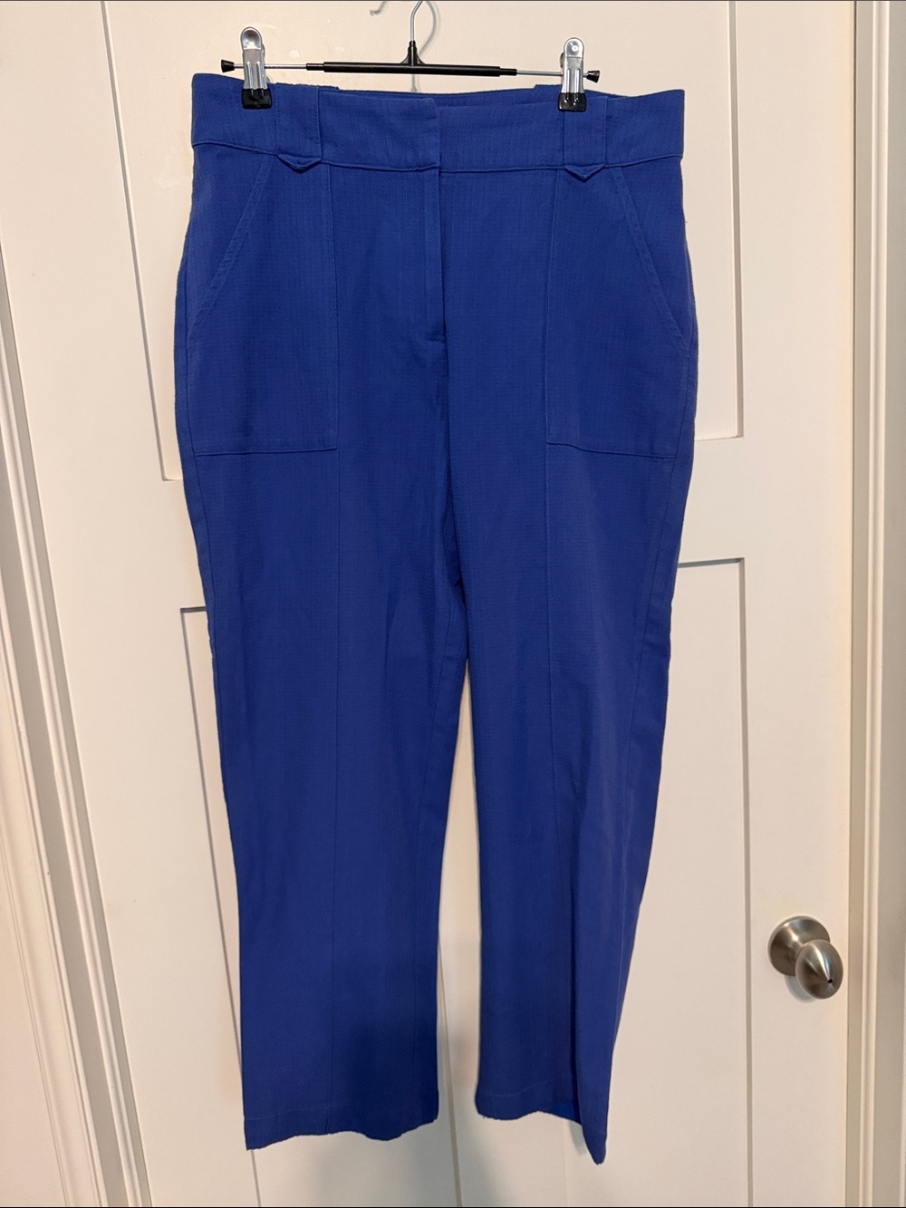 Atelier Reve Women's Royal Blue Straight-Leg 100% Cotton Trouser Pants